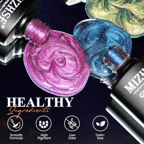 MIZHSE 9D Cat Eye Gel Nail Polish Set, Magnetic Gel Polish 10ml 6 Colors with 2 Magnet Sticks, Chameleon Galaxy Shiny Magic Effect Cateye Nail Polish Soak off Nail Art Gift for Women