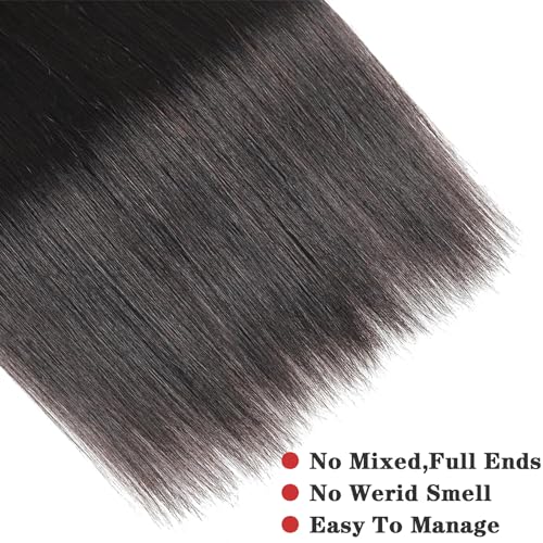 Brazilian Virgin Hair Straight 3 Bundles 18 20 22 Inch Long Straight Human Hair Weave Bundles Unprocessed Brazilian Straight Hair Straight Hair Human Extensions Natural Black