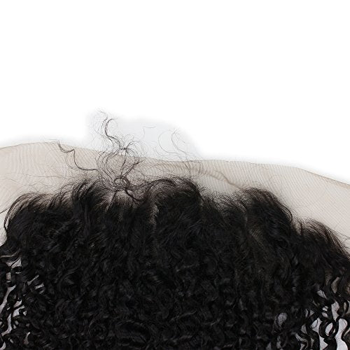 Dreambeauty 13¡¿6" Lace Frontal Closure Jerry Curl Brazilian Virgin Human Hair Free Part Ear to Ear Full Lace Frontal Bleached Knots with Baby Hair Natural Color (16 inch)