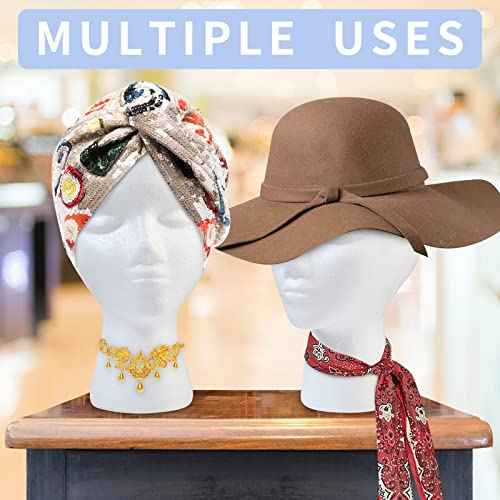 3 Pcs Foam Wig Head, Styrofoam Mannequin Head with Female Face for Multipurpose Wigs Display Stand, Model, Mask, Hat Display Stand, Art Work Painting