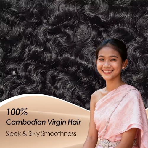 Lynch 15A Burmese Curly Bundles Human Hair, 22 Inch 1 Bundle 3C4A Water Wave Quick Weave with Spiral Curly End, Real 100% Unprocessed Kinky Curly Raw Human Hair Extensions for Women Natural Black