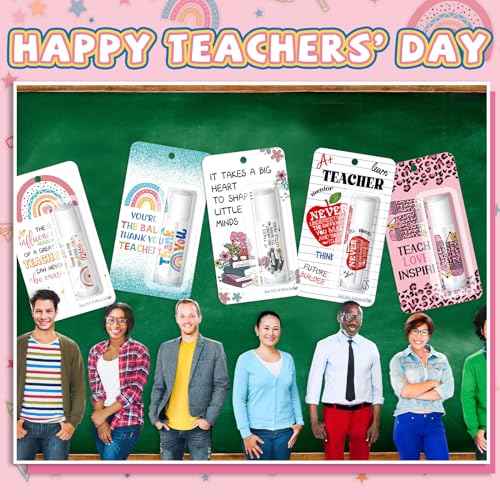 5 Pack Christmas Teacher Appreciation Gifts Bulk Lip Balms Employee Staff Appreciation Teacher Team Thank You Gift Bulk Fall Halloween Thanksgiving Party Favor Basket Stuffers for Women Men (Classic)
