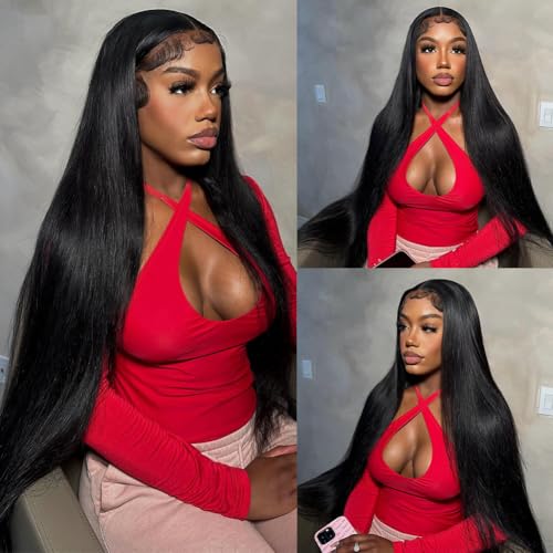 Straight Lace Front Wigs Human Hair 200 Density HD Lace Front Wigs 28 Inch Straight Hair Wig with Baby Hair Virgin Straight Lace Frontal Wig Human Hair Natural Black
