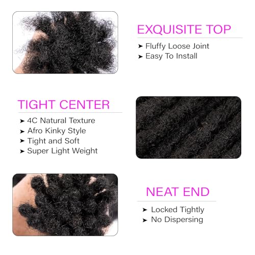 0.6 cm Width 4 Inch 60 Strands Human Hair Loc Extensions, Natural Black 100% Full Handmade Permanent Real Human Hair Dreadlock Extensions for Women/Men/Kids Can Be Dyed Bleached Curled Twisted