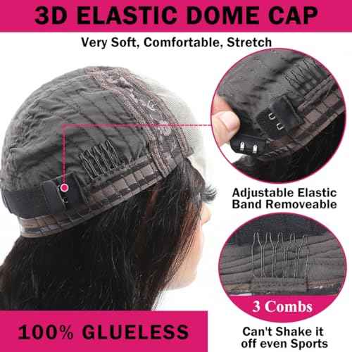 Odir Wear and Go Glueless Wigs Human Hair Pre Plucked Pre Cut 4x4 Lace Closure Wigs 22 Inch Human Hair 180% Density Brazilian Straight Hair HD Lace Front Wigs for Black Women Glueless Wigs