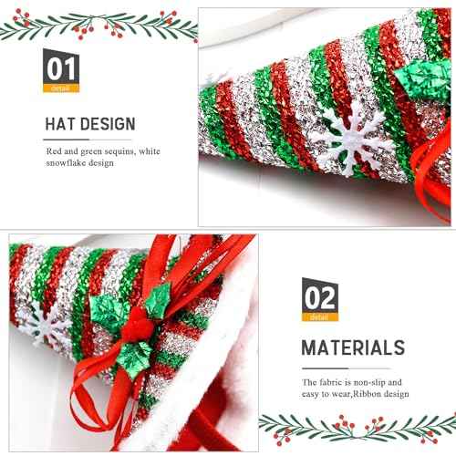 BELSITA Christmas Headbands Santa Hat Hair Bands Glitters Christmas Hair Hoops White Snowflake Ribbon Headdress for Adult Costume Clothes Makeup Decorations Party Gift