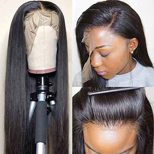 Subella 12A HD Lace Front Wigs Human Hair Pre Plucked Hairline with Baby Hair 180 Density 13x5 Brazilian Straight Human Hair Wigs for Black Women Natural Black Color (14inch)