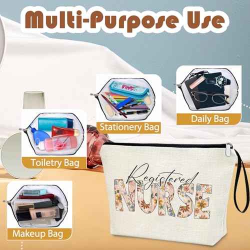 Registered Nurse Gifts RN Theme Makeup Bag For Women Zipper Organiser Cosmetic Case Pouch Nurse Weekend Christmas Nurse Gifts for Women RN Graduation Grad Gifts New Nurses