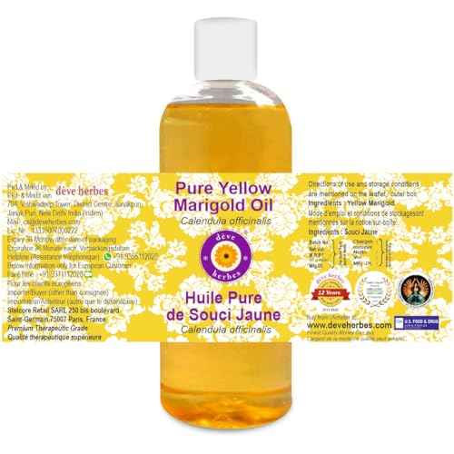 d?ve herbes Yellow Marigold Oil (Calendula officinalis) | Infused | Pure | Non-Sticky | Lightweight | For Facial Care | Men & Women | 200ml (6.76 oz)