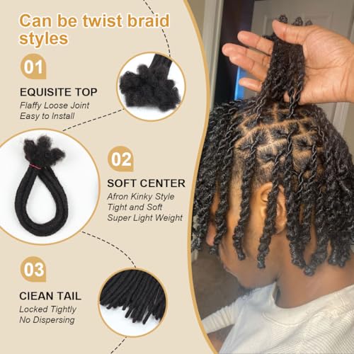 12 inch 40 Strands Loc Extensions Human Hair, Real 0.6cm Width Human Hair Dreads Extensions for Man/Women Full Handmade Dreadlocks Can be Dyed(613)