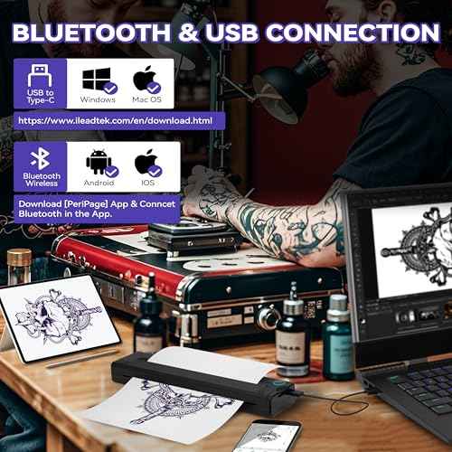 P90 Tattoo Stencil Printer, Wireless Thermal Tattoo Printers with Stencil Paper,Portable Tattoos Printer Compatible with Phone Pad and PC