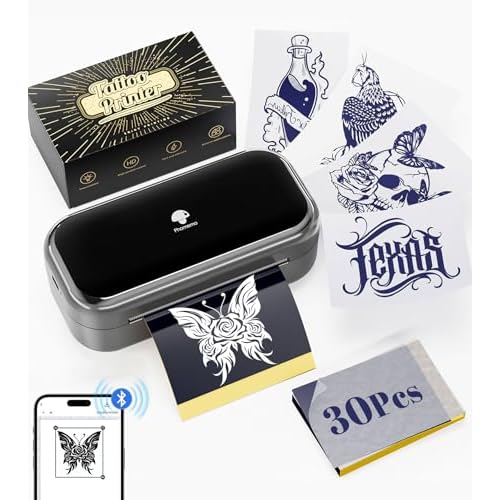 Phomemo TP31 Wireless Tattoo Stencil Printer with 30pcs Transfer Paper, Compatible with Phone & Tablet, Bluetooth Mini Thermal Tattoo Printer Machine for Artists & Beginners, for Halloween