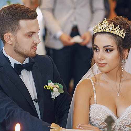 AOPRIE King & Queen Artemis Tiara and Crown for Women Men Crystal Hair Accessories for Wedding Prom Bridal Birthday Party Halloween Costume Christmas Gifts Gold Princess Tiara for Girls Boys