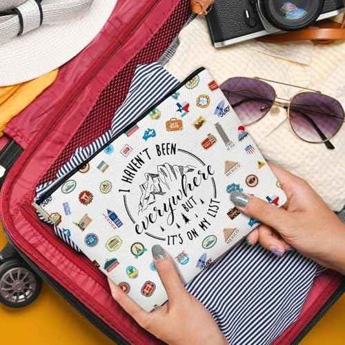 Camping Gifts for Women, Camping Essentials Makeup Bag, Hiking Gifts for Women, I Haven't Been Everywhere But It's on My List Cosmetic Bag