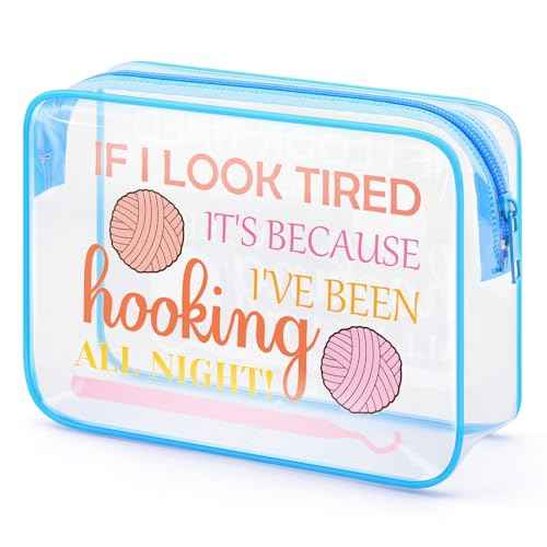 Crochet Gifts for Women Clear Makeup Bag Crochet Lovers Gifts Knitting Lover Present for Her Friend Sister Daughter Mom Aunt Pvc Cosmetic Bag with Zipper Mothers Day Chrismas Birthday Travel Pouch