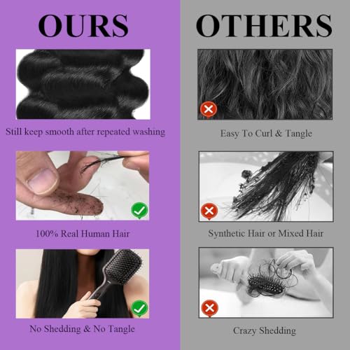 12A Grade Brazilian Body Wave Human Hair Weave Human Hair Bundles Brazilian Virgin Hair For African Americans Women 3 Bundles Total 300g/10.5oz 16 18 20inch