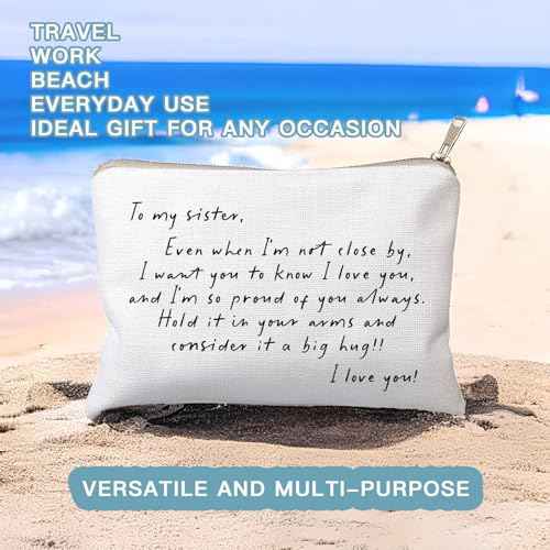 To My Sister, Sister Long Distance Gift, Sister Birthday Gift From Sister Makeup Bag, Cosmetic Bag For Sister, Sister Apart Gift, Gift For Sister, Christmas Gifts Idea