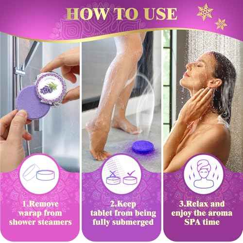 Shower Steamers Aromatherapy, Birthday Gifts for Women Mom Teen Girls, SPA Relaxation Shower Bombs, Bath Bombs Cosmetic Bath Salts, Christmas Stocking Stuffers White Elephant Gift for Adults