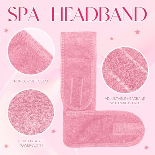 80 Pack Adjustable Spa Headband for Women Non-Slip Facial Hair Wrap (WH&BK&GY&PK, 80)