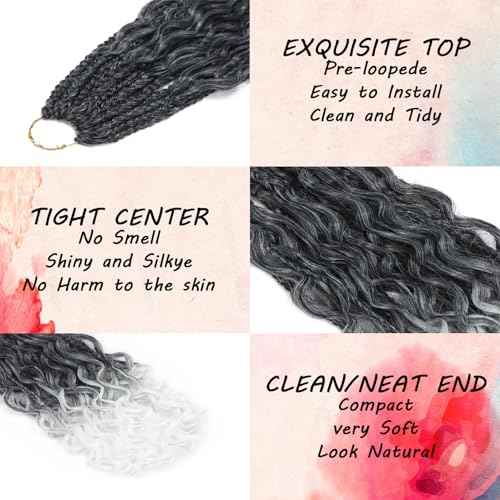 Goddess Box Braids Crochet Hair 14inch 112 Stands Boho Crochet Box Braids with Curly Ends 8 Packs Boho Box Braids Crochet Hair for Black Women Pre Looped Boho Box Braids Crochet Hair Extensions