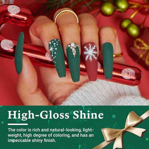 AZUREBEAUTY Christmas Dip Powder Nail Kit, 4 Colors Red Green Gold Glitter Dipping Powder System Liquid Set Recycling Tray, French Nail Art Base & Top Coat Activator DIY Salon.