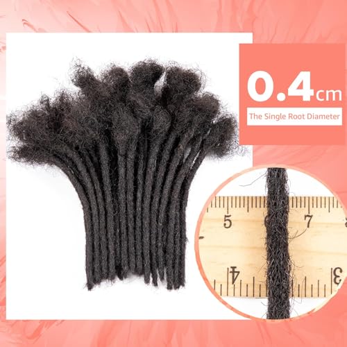 Teresa Small 0.4cm and Medium 0.8cm Width 100% Human Hair Dreadlock Extensions for Men/Women/Kids Full Hand-made Permanent Dread Locs Human Hair Can be Dyed and Bleached (16 Inch-20Strands)