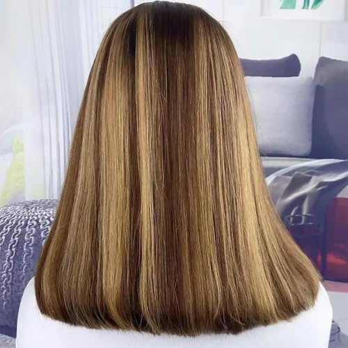 Short Honey Blonde Bob Lace Front Wigs for Black Women highlight wig Human Hair Pre Plucked with Baby Hair Glueless Wear and Go 180% Density 14 Inch
