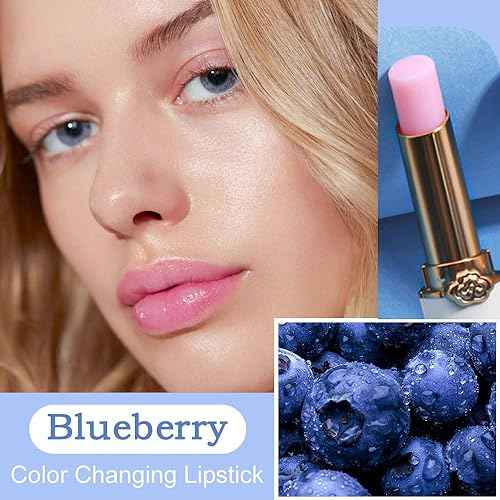 BINGBRUSH Peach Color Changing Lipstick,Moisturizer Long Lasting Lip Care Lip Balm Magic Lip Gloss Lip Tint Stain Gloss Set for Women (3 pcs Peach + Strawberry + Blueberry Lipstick)