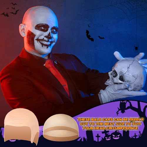 2 Pcs Halloween Bald Cap Nylon Wig Caps Makeup Latex Head Caps for Women Men for Halloween Party Cosplay Theater