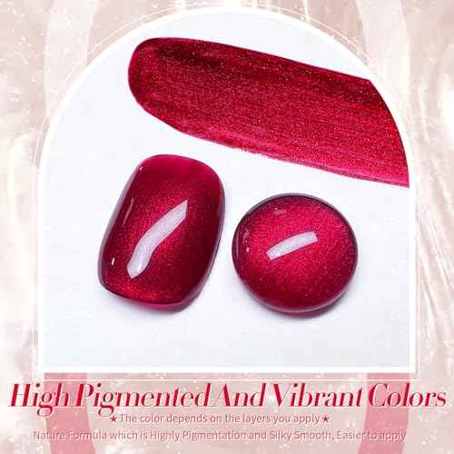 Born Pretty Scarlet Ruby Pearl Burgundy Gel Nail Polish 15ml Shimmer Glitter Pearlescent Nail Polish Mermaid Christmas Gel Nail Art Manicure DIY Gift