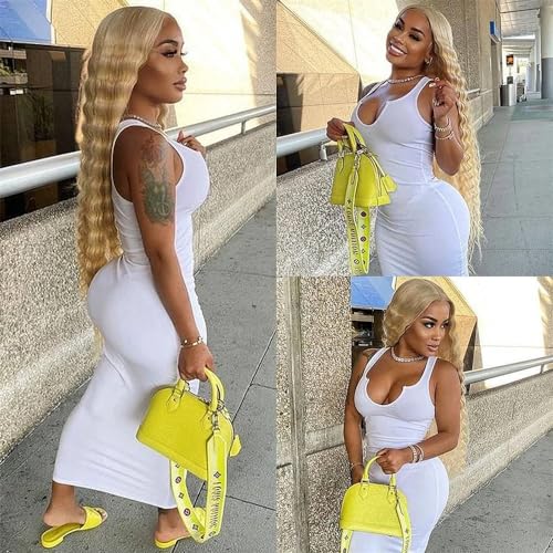 26 28 30 inch Honey Blonde Bundles P27/613 Human Hair Bundles Blonde Deep Wave Bundle Double Weft 613 and 27 Bundle