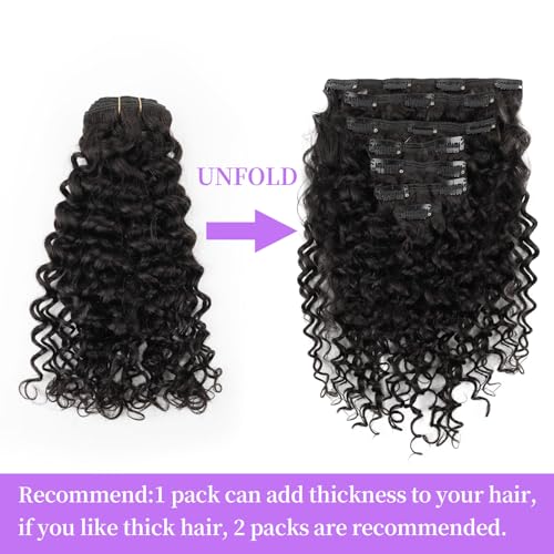 Sassina Natural Wave Clip in Remy Human Hair Extensions Double Weft Invisible Clip in Extensions Real Human Hair Natural Black Virgin Human Hair Extensions for Women 7Pcs 120G 18 Inch
