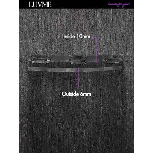 LUVME Yaki Straight LUVME Seamless 2 Pack 220g 14Pcs Clip in Hair Extensions Full Max with 18inch Remy Human Hair Extensions, Natural Black 100% Real Soft Human Hair