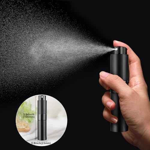 8ML Travel Perfume Atomizer 4 Pack - Refillable Leak Proof Spray Bottles for Fragrance & Essential Oils, Portable Mini Sprayer Set, Christmas Gift (Matte Black)