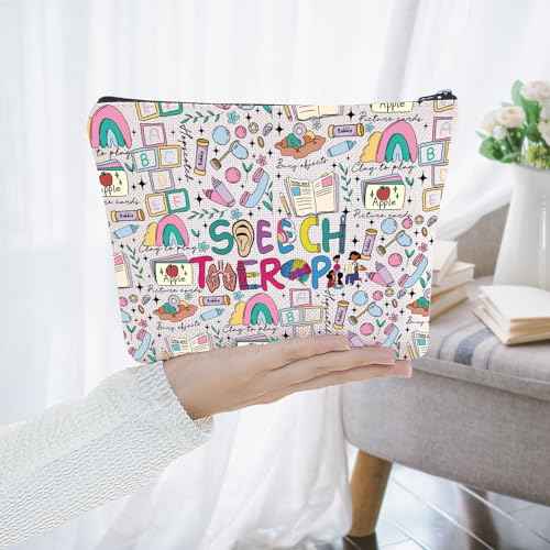 BWWKTOP Speech Therapy Cosmetic Makeup Bag Speech Language PathologistInspired Gifts Speech Therapists Zipper Pouch Bag Speech Pathology Merch (Speech Therapy)