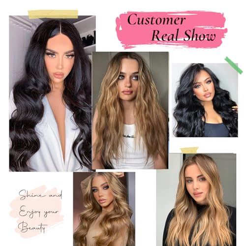 Clip in Hair Extensions Real Human Hair 20inch Human Hair Clip in Extensions Chocolate Brown and Honey Blonde Clip ins 100% Brazilian Human Hair Extension for Women Girls Seamless Clips in Human Hair