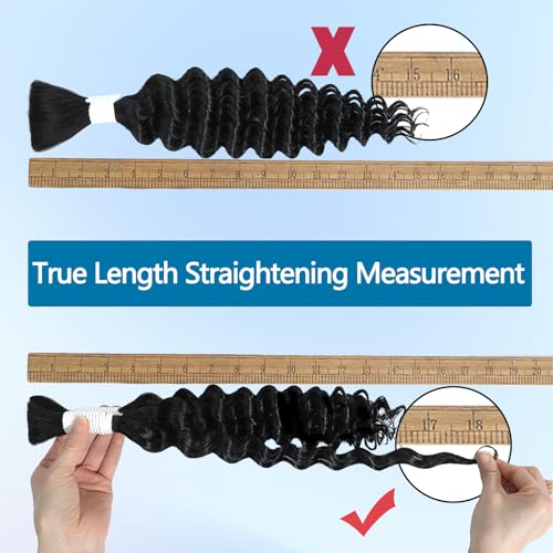 Human Braiding Hair 24 Inch Deep Water Wave Bulk Human Hair for Braiding 12A Brazilian Virgin Curly Hair for Boho Braids Wet and Wavy No Weft 2 Bundles 100g Hair Extensions