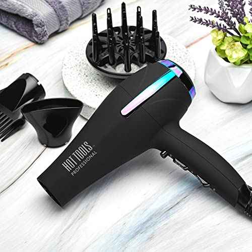 HOT TOOLS Professional Ceramic Rainbow Hair Dryer - Fast Drying Blow Dryer with Quiet Operation and Ion Technology for Long-Lasting and Shinier Hair - 1875 Watts