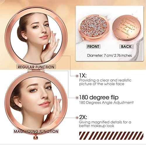 Roowest 20 Pcs Inspirational Compact Mirror You're Awesome Reminder Appreciation Gifts for Women Employee Coworker Friends Sisterhood Bulk Christmas Party Favors Magnifying Pocket Mirror (Rose Gold)
