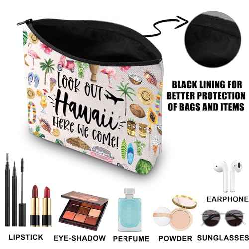 JNIAP Hawaii Makeup Bag Hawaii Trip Gifts Aloha State Beach Gifts Hawaii Vocation Travel Bag Hawaii Tourist Gifts Hawaii Toiletry Bag (Look Out Hawaii)
