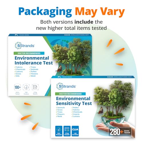5Strands Environmental Sensitivity Test, 282 Outdoor & Indoor Items Tested, at Home Intolerance Test for Adults & Kids, Accurate Hair Analysis, Results in 4 Days