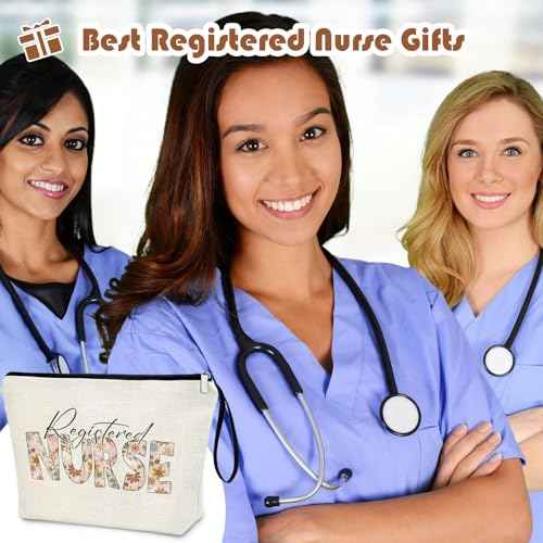 Registered Nurse Gifts RN Theme Makeup Bag For Women Zipper Organiser Cosmetic Case Pouch Nurse Weekend Christmas Nurse Gifts for Women RN Graduation Grad Gifts New Nurses