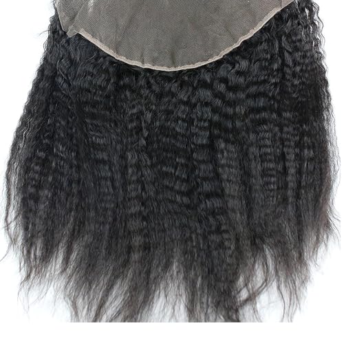 Dreambeauty 13¡¿6" Transparent Full Lace Frontal Closure Kinky Straight Ear to Ear Free Part Unprocessed Brazilian Virgin Human Hair Extensions With Baby Hair Bleached Knots Natural Color (12 Inch)