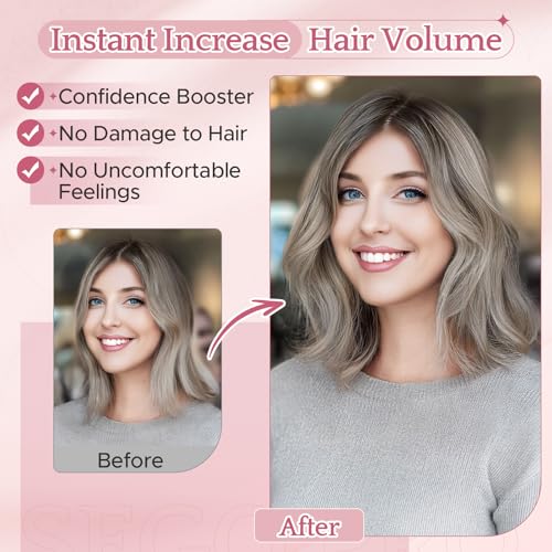 Hair Toppers for Women Real Human Hair with No Bangs 3.1¡¿3.9 Inch Silk Base Clip-In Topper Natural Looking Hairpieces for Women£¨8 Inch,Dark Grey£©