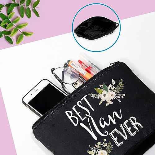 Nan Gift for Grandma Makeup Bag Mother's Day Gifts Grandmother Birthday Gifts Best Nan Ever Cosmetic Bag Travel bag (Best Nan Ever Black)