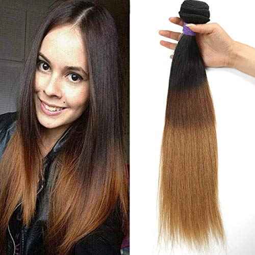 Ombre Straight Human Hair 1 Bundle Brazilian Straight Weave 100% 3 Tone 1b 4 30 Color Ombre Brazilian Straight Bundle Brazilian Virgin Ombre Human Hair Bundle for Black Women 22"