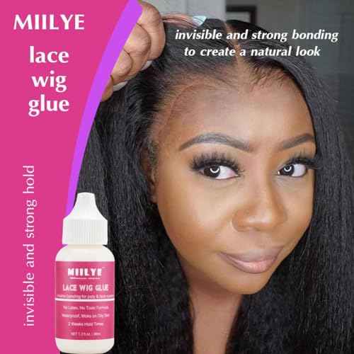 MIILYE Wig Glue for Front Lace Wig Install Kit with Adhesive Remover, Melting Band, Stocking Caps, Strong Hold Lace Front Glue, Invisible Bond Hair Adhesive, White