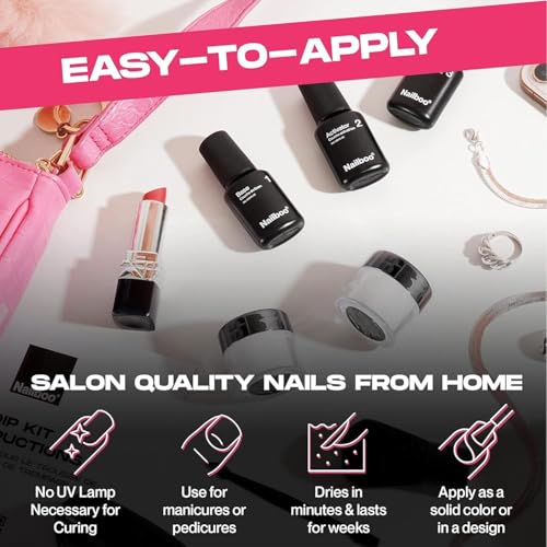 Nailboo Dip Powder Nail Kit ? Includes 3 Custom Made Dip Powders, Gel Base Coat, Activator, Top Coat, Pro Tools for Salon-Quality Nails, No UV Light Needed, Multi-Color, 0.8oz Each