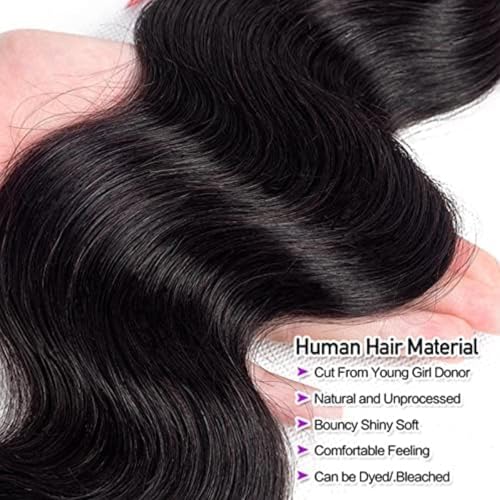 10A Body Wave Bundles 22 24 26 Inch Human Hair Bundles 100% Unprocessed Brazilian Body Wave Bundles 3 Bundles Human Hair Wet and Wavy Long Hair Weave Bundles Natural Black Color Bundles