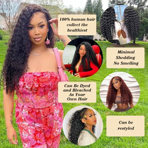 Deep Wave Human Hair Bundles £¨12 14 16 £©12A 100% Unprocessed Brazilian Virgin Human Hair Deep Curly Human Hair Weave 3 Bundles Extensions for Black Women Natural Color